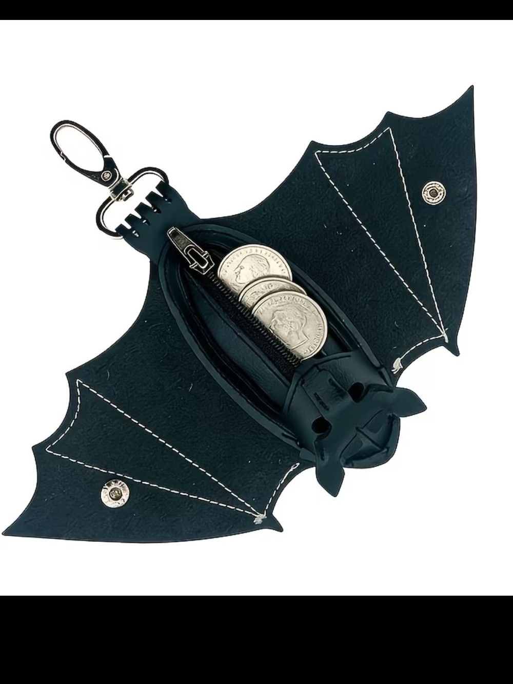 Black Bat Zipper Coin Accessory Purse - Picture 3 of 3